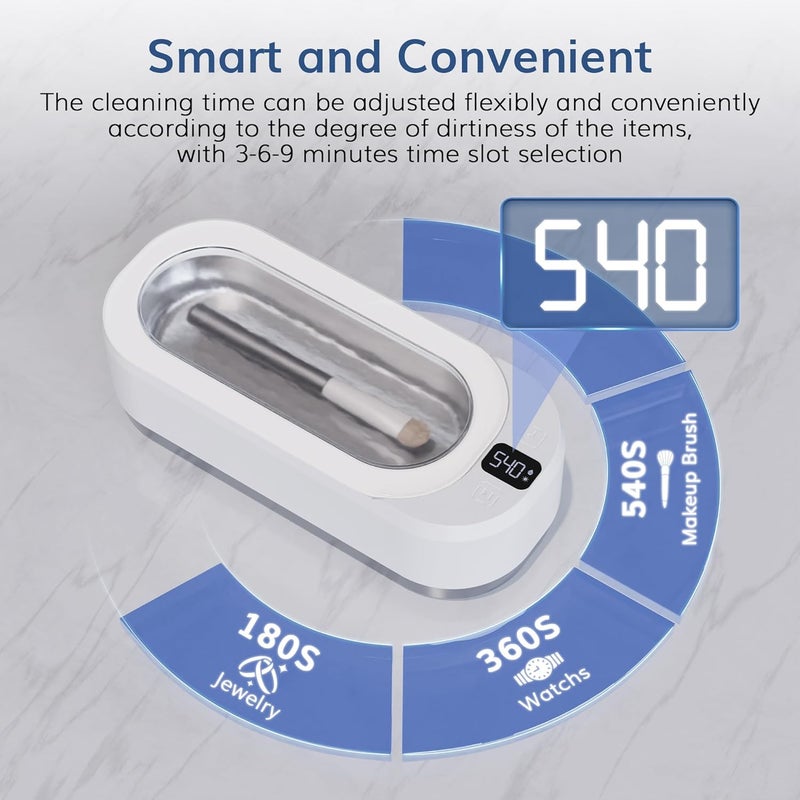 KUNPHY Ultrasonic Retainer Cleaner, 46KHz Professional Ultrasonic Jewelry Cleaner, Retainer Cleaner Machine for Dentures, Braces, Aligner, Dental Appliances - Image 3